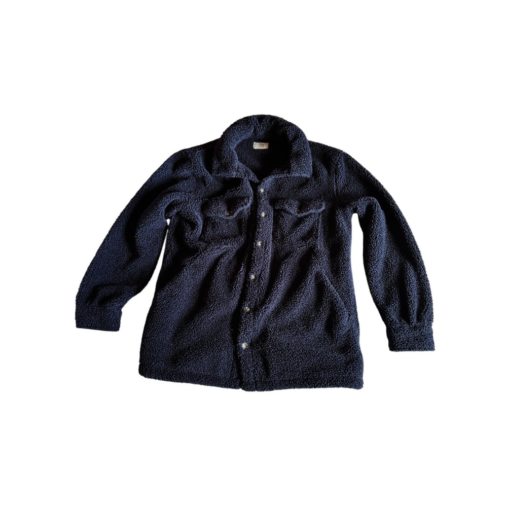 Marine Layer Navy Blue Sherpa Fleece Womens Shacket Button Down Shirt Jacket XS